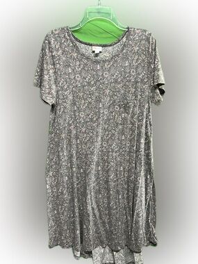 LuLaRoe Gray Floral Short Sleeve Lightweight Dress